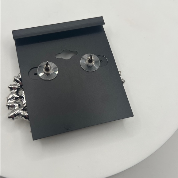 INC International Concepts Silver and Crystal Statement Earrings - Picture 3 of 3